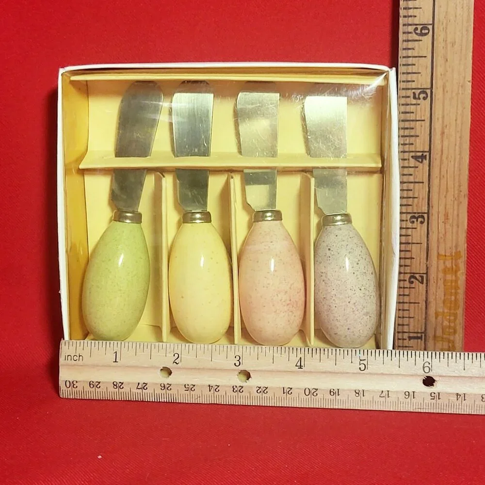 Ceramic Polka Dot Egg Spreaders Appetizer Knife Set of 4